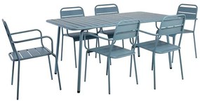 BRIO Slat Set Τραπεζαρία Κήπου -Βεράντας (6 1), Μέταλλο Βαφή Sandy Blue 5415C  160x90x73 - chair 57x58x84cm [-Μπλε-] [-Μέταλλο-] Ε546,2S