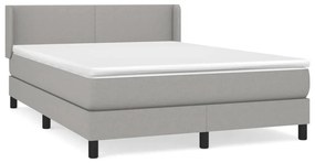 Κρεβάτι Boxspring με Στρώμα Ανοιχτό Γκρι 140x200 εκ. Υφασμάτινο - Γκρι