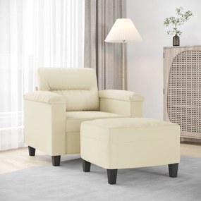 vidaXL Πολυθρόνα Κρεμ 60 εκ. Συνθετικό δέρμα με Υποπόδιο