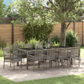 vidaXL Σέτ φαγητού για κήπο 11 pcs Γκρι 250 x 100 x 75 cm