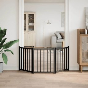 vidaXL Διαχωριστικό Σκύλων Πτυσσόμενο 3 Πάνελ Μαύρο 150 εκ Μασίφ Ελάτη