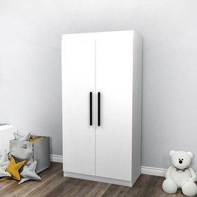 Διφυλλη Ντουλαπα Λευκο AKSER 45x90x180
