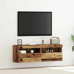 vidaXL Ντουλάπι Τηλεόρασης Τοίχου 2 pcs Παλαιό ξύλο Επεξεργασμένο Ξύλο