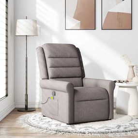vidaXL Πολυθρόνα Μασάζ Ανακλινόμενη Taupe Υφασμάτινη