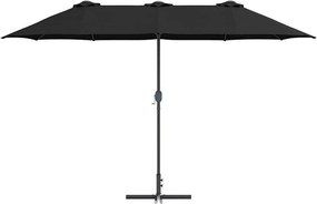 vidaXL Ομπρέλα Κήπου Μαύρο 370 x 197 x 239 εκ.