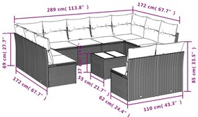 vidaXL Σαλόνι Κήπου 12 Τεμαχίων Μαύρο Συνθετικό Ρατάν με Μαξιλάρια