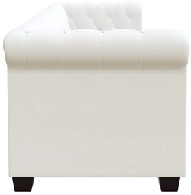 vidaXL Καναπές Τριθέσιος Chesterfield Λευκός από Συνθετικό Δέρμα