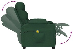 vidaXL Πολυθρόνα Μασάζ Σκούρο Πράσινο Υφασμάτινη