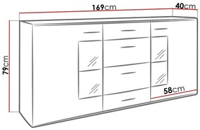 Βιτρίνα Tucson 102, Με συρτάρια, Με πόρτες, Ο αριθμός των θυρών: 2, Αριθμός συρταριών: 4, 79x169x40cm, 56 kg | Epipla1.gr