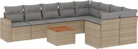 vidaXL Patio Sofa Set 9-θέσια Μικτό μπεζ και γκρι