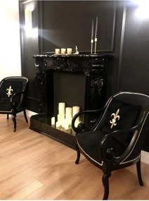 Stewehome Μαξιλαροθήκη με κέντημα de lis από βελούδο Μαύρο 43x43 cm