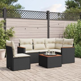 vidaXL Patio Sofa Set 6-θέσια Black and Cream