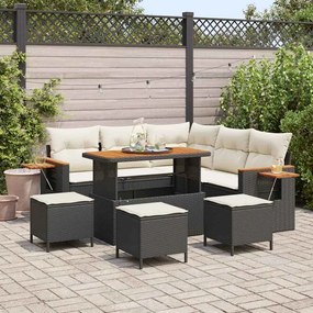 vidaXL Σετ Καναπέ Κήπου 9 pcs Μαύρο και κρεμ 110 x 55 x 71 εκ