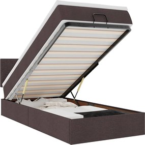 vidaXL Οθωμανικό κρεβάτι με στρώμα σκούρο καφέ 90x190cm ύφασμα