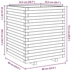 Ζαρντινιέρα Κήπου Λευκή 60x60x72,5 εκ. από Μασίφ Ξύλο Πεύκου - Λευκό