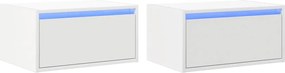 vidaXL Κομοδίνα Επιτοίχια με Φώτα LED 2 τεμ. Λευκά