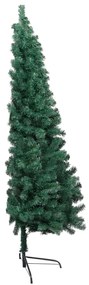 vidaXL Χριστ. Δέντρο Μισό Προφωτισμένο Τεχνητό Μπάλες Πράσινο 210εκ