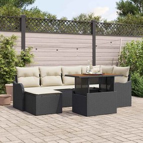 vidaXL Σετ Καναπέ Κήπου με αποθήκευση 7 pcs Μαύρο Πολυ ράταν