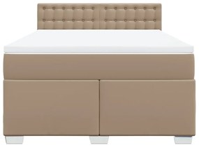 vidaXL Κρεβάτι Boxspring με Στρώμα Καπουτσίνο 160x200εκ.από Συνθ.Δέρμα