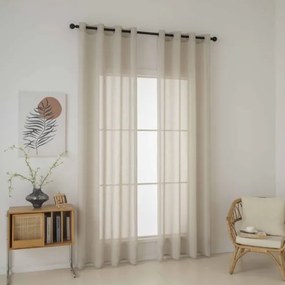 Beauty Home Κουρτίνα γάζα μονόχρωμη με 8 μεταλλικούς κρίκους Fit Art 8447 140x270 Μπεζ