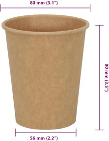vidaXL Χάρτινα κύπελλα καφέ 1000 τεμάχια 8oz 200ml καφέ