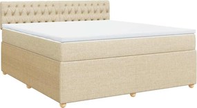 vidaXL Κρεβάτι Boxspring με Στρώμα Κρεμ 180x200 εκ. Υφασμάτινο