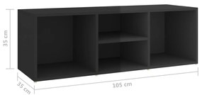 vidaXL Παπουτσοθήκη Γυαλιστερή Μαύρη 105 x 35 x 35 εκ. από Μοριοσανίδα