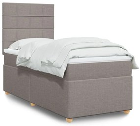 vidaXL Κρεβάτι Boxspring με Στρώμα Taupe 100 x 200 εκ. Υφασμάτινο