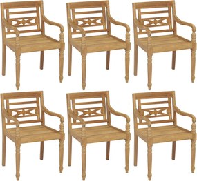 vidaXL Καρέκλες Batavia 6 τεμ. από Μασίφ Ξύλο Teak