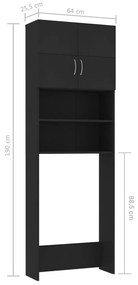 Ντουλάπι Πλυντηρίου Μαύρο 64 x 25,5 x 190 εκ. από Μοριοσανίδα