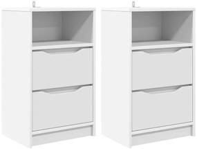 vidaXL Κομοδίνα 2 pcs Λευκό 40 x 30 x 467 εκ Επεξεργασμένο ξύλο