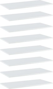 vidaXL Ράφια Βιβλιοθήκης 8 τεμ. Γυαλ. Λευκό 80x40x1,5 εκ. Μοριοσανίδα