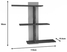 Ραφιέρα τοίχου Norman pakoworld μελαμίνη σε καρυδί-λευκή απόχρωση 110x19.5x90εκ
