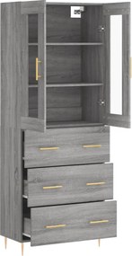 vidaXL Ντουλάπι Γκρι Sonoma 69,5 x 34 x 180 εκ. Επεξεργασμένο Ξύλο