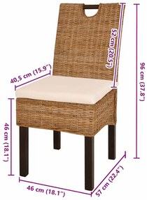 vidaXL Καρέκλες Τραπεζαρίας 2 τεμ. από Ρατάν Kubu και Ξύλο Μάνγκο
