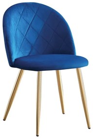 BELLA Καρέκλα Τραπεζαρίας, Μέταλλο Χρώμιο Χρυσό, Ύφασμα Velure Απόχρωση Μπλε  50x56x80cm [-Χρυσό/Μπλε-] [-Μέταλλο/Ύφασμα-] ΕΜ759,3G