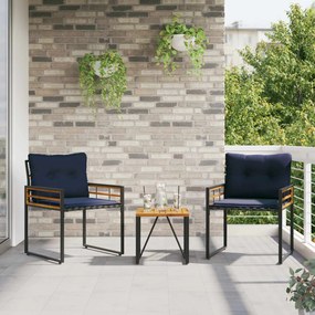 vidaXL Σετ Εξωτερικών Επίπλων με μαξιλάρι 3 pcs Ναυτικό μπλε