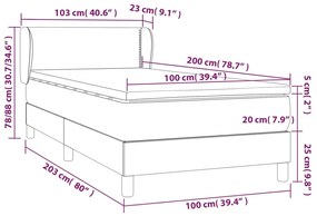 Κρεβάτι Boxspring με Στρώμα Taupe 100 x 200 εκ. Υφασμάτινο - Μπεζ-Γκρι