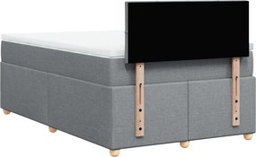 vidaXL Κρεβάτι Boxspring με Στρώμα Ανοιχτό Γκρι 120x200 εκ. Υφασμάτινο