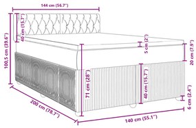 Κρεβάτι Boxspring με Στρώμα Σκούρο Γκρι 140x200 εκ Υφασμάτινο - Γκρι