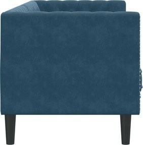 vidaXL Καναπές Διθέσιος Chesterfield με Στηρίγματα Μπλε Βελούδο