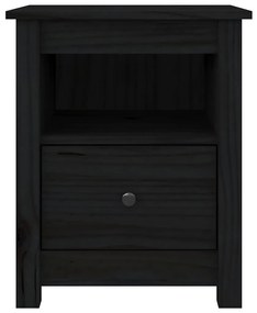 vidaXL Κομοδίνο Μαύρο 40x35x49 εκ. από Μασίφ Ξύλο Πεύκου