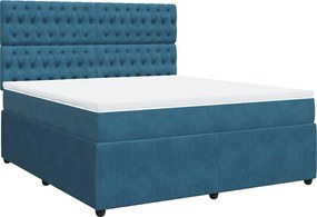 vidaXL Κρεβάτι Boxspring με Στρώμα Μπλε 180x200 εκ. Βελούδινο