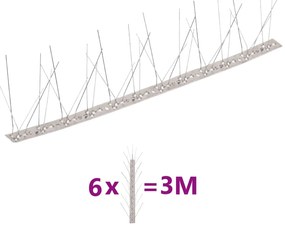 vidaXL Απωθητικές Ακίδες Περιστεριών 5 Σειρών Σετ των 6 3 μ. Αν.Ατσάλι