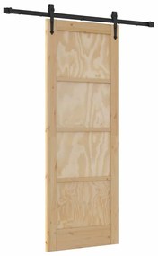 vidaXL Συρόμενη Πόρτα Καφέ 73.5 x 198.5 εκ. Μασίφ ξύλο πεύκου