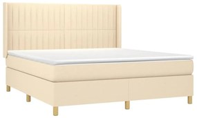 ΚΡΕΒΑΤΙ BOXSPRING ΜΕ ΣΤΡΩΜΑ &amp; LED ΚΡΕΜ 180X200 ΕΚ. ΥΦΑΣΜΑΤΙΝΟ 3139058