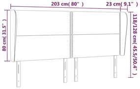 Κεφαλάρι με Πτερύγια Γκρι 203x23x118/128 εκ. Συνθετικό Δέρμα 3117928