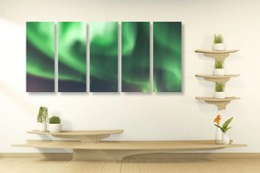 Εικόνα 5 μερών όμορφο πράσινο σέλας - 100x50