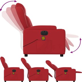vidaXL Πολυθρόνα Μασάζ Ανακλινόμενη Ηλεκτρική Κόκκινη Συνθετικό Δέρμα