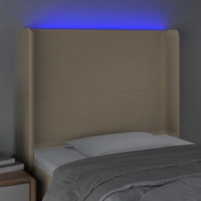 Κεφαλάρι Κρεβατιού LED Κρεμ 83x16x118/128εκ. Υφασμάτινο - Κρεμ